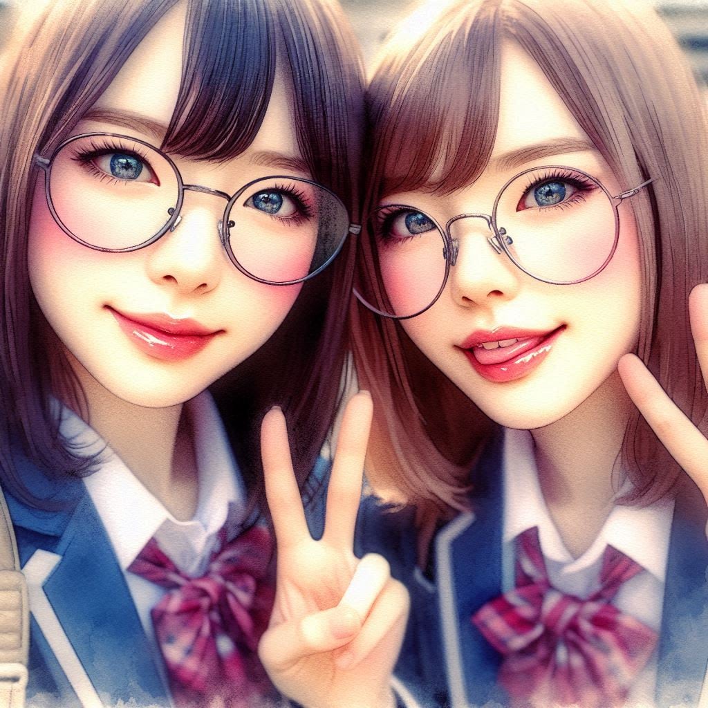 メガネ2人 | の人気AIイラスト・グラビア