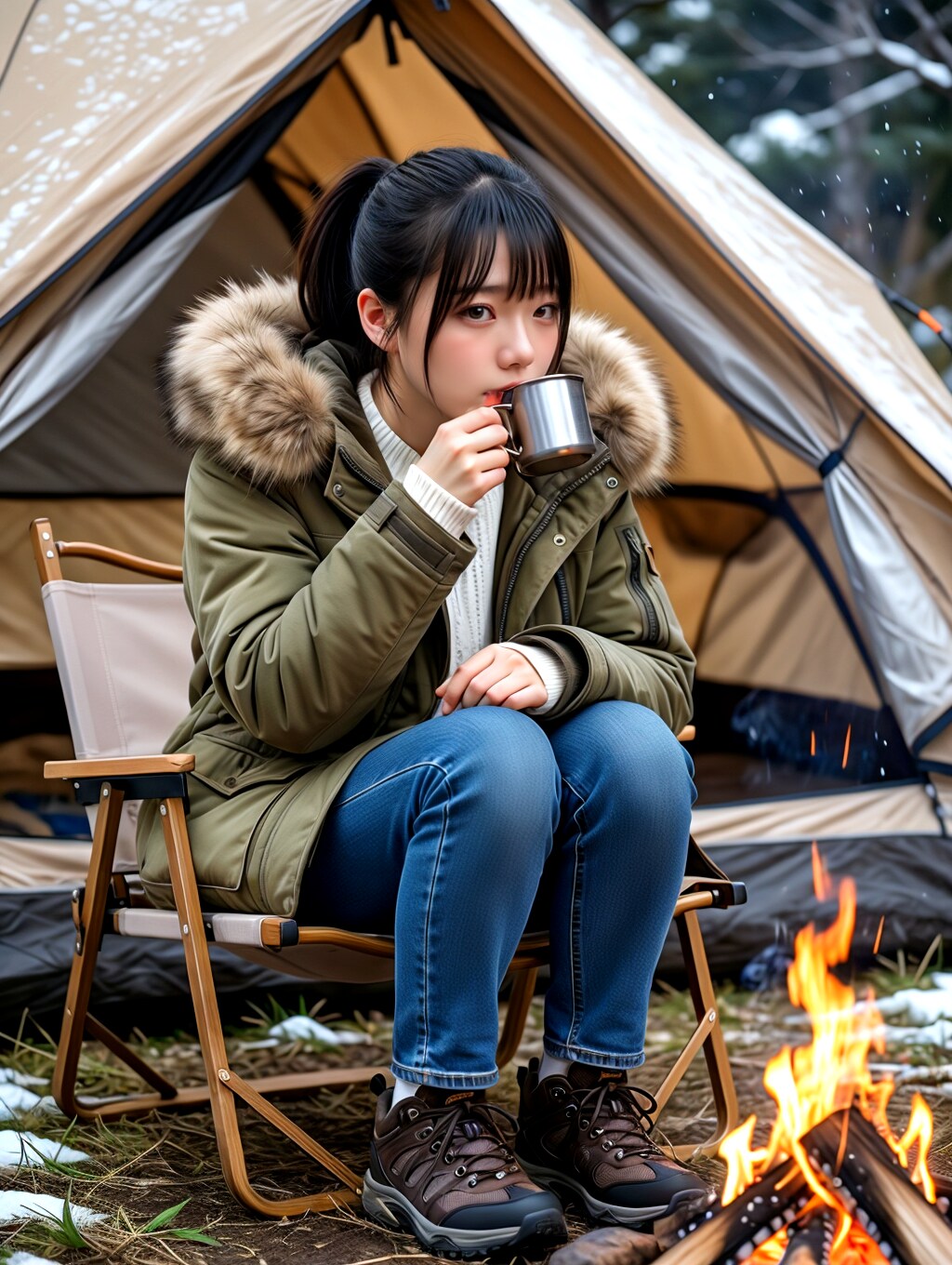冬のキャンプはかなり厳しい | の人気AIイラスト・グラビア