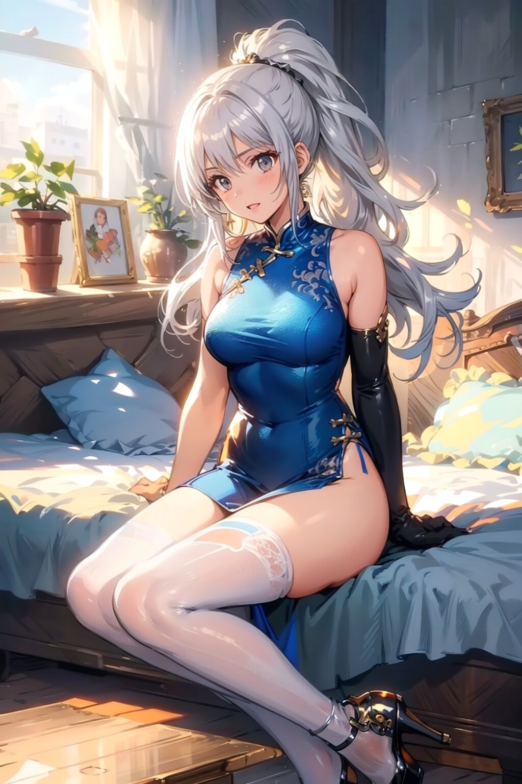 ベッドに座る | の人気AIイラスト・グラビア