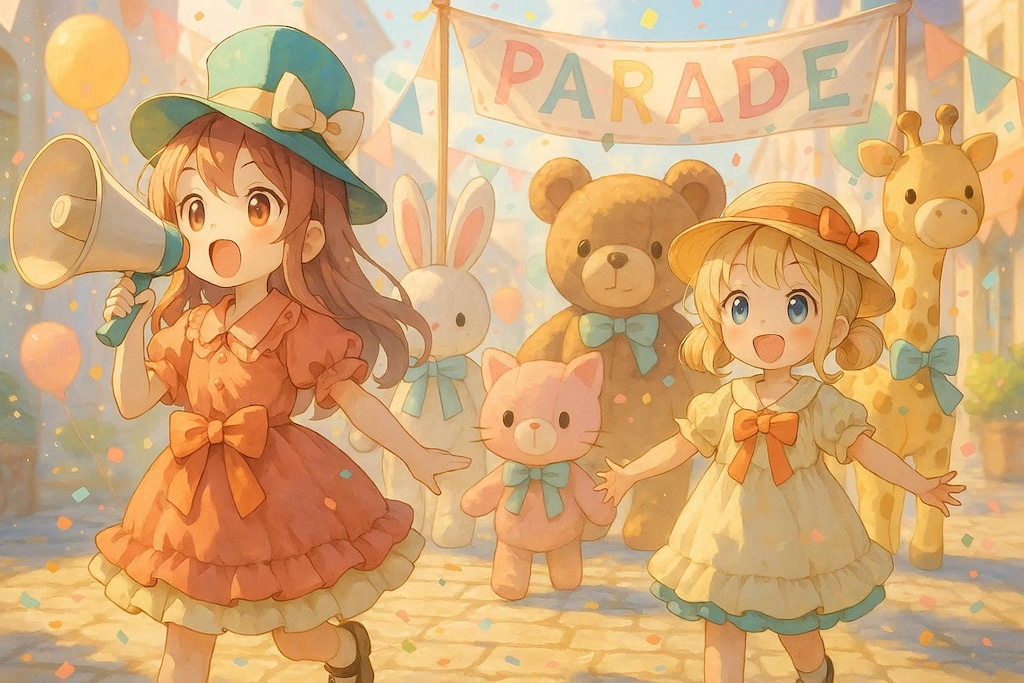 ぬいぐるみ仲間と夢のパレード