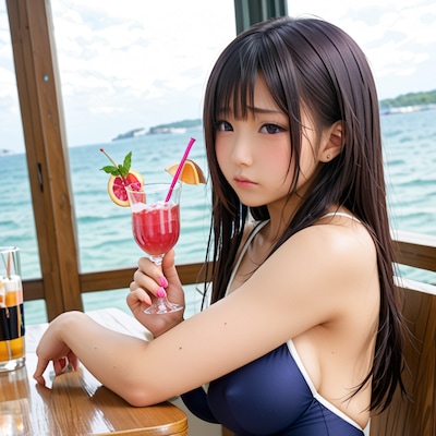 スク水でカフェ1022