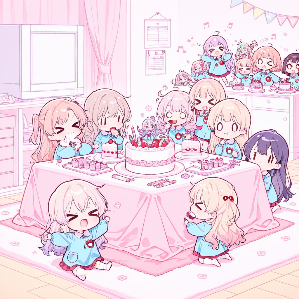 ケーキを食べる園児達