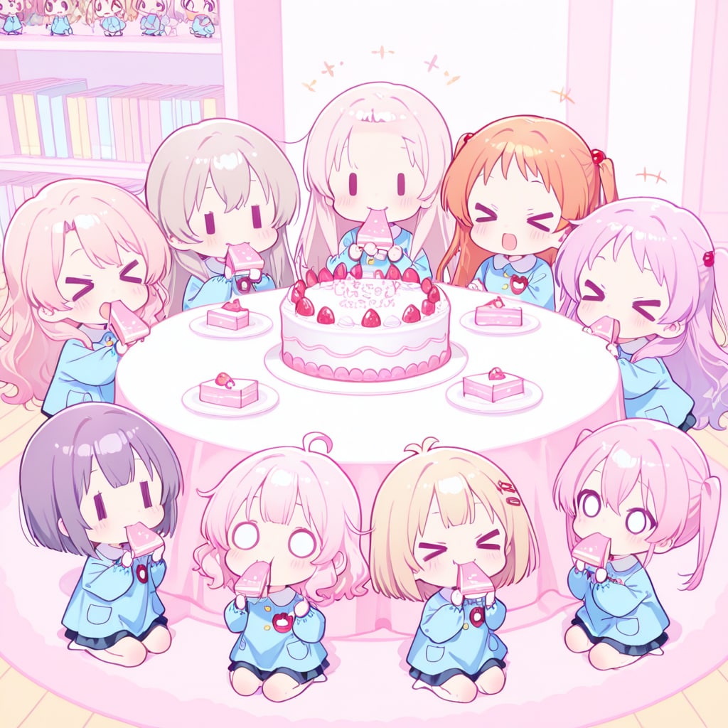 ケーキを食べる園児達 | の人気AIイラスト・グラビア