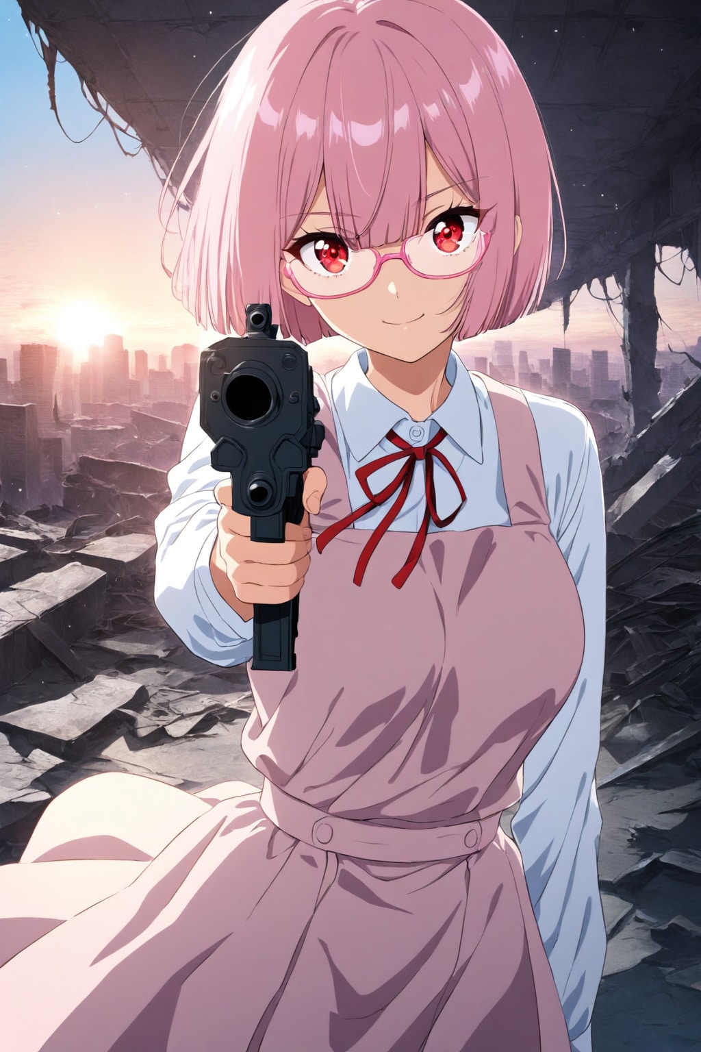 銃と朝日と制服と🌅　　　　　　　　　　　　　　　　　　　　🦉🦊🐶