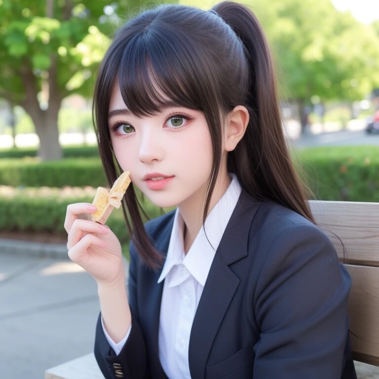 黒髪ポニテでブレザーの美女６ | の人気AIイラスト・グラビア