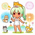 緑髪ちゃんと柴犬 2枚目