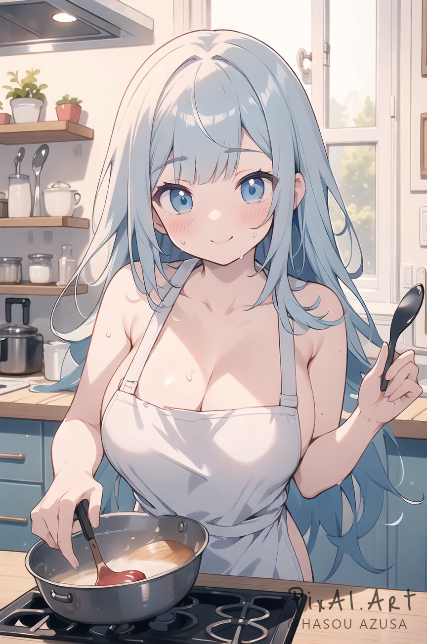 裸エプロンでお料理