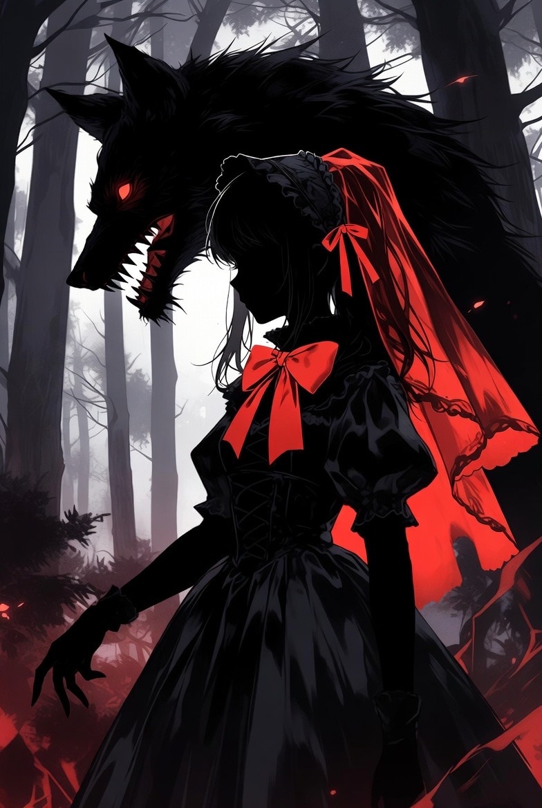 Gothic Lolita Little Red Riding Hood in Forest | の人気AIイラスト・グラビア