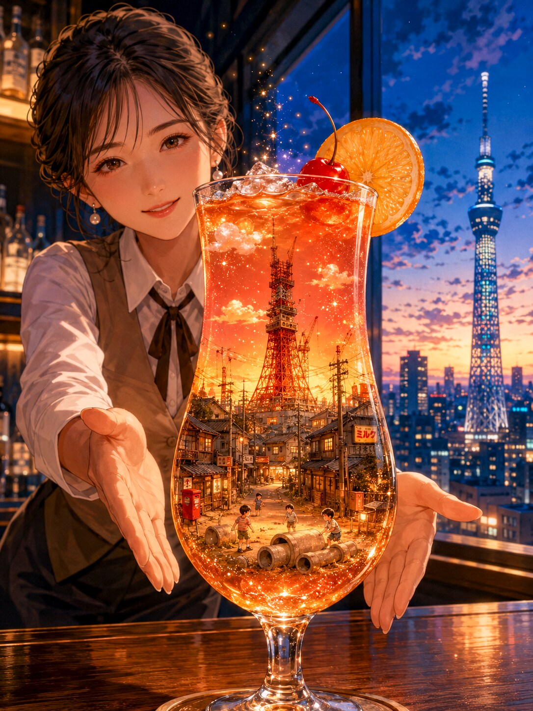 お待たせしました！三丁目の夕焼けハイボールです。
