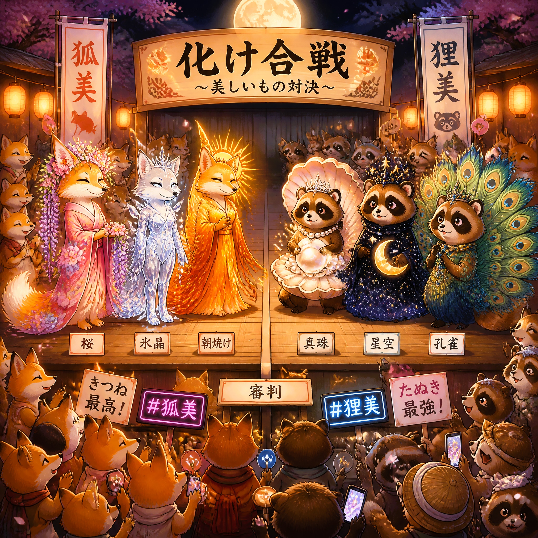 狐と狸の化け合戦 | の人気AIイラスト・グラビア