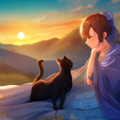 夕日に黒猫は、かつての飼い主を思う 4枚目