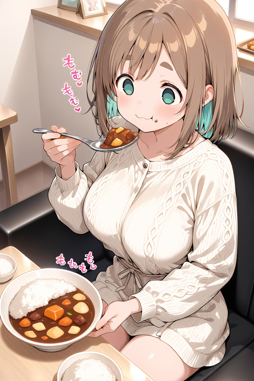 417 カレーライスをおかずにご飯を食べる太眉 | の人気AIイラスト・グラビア