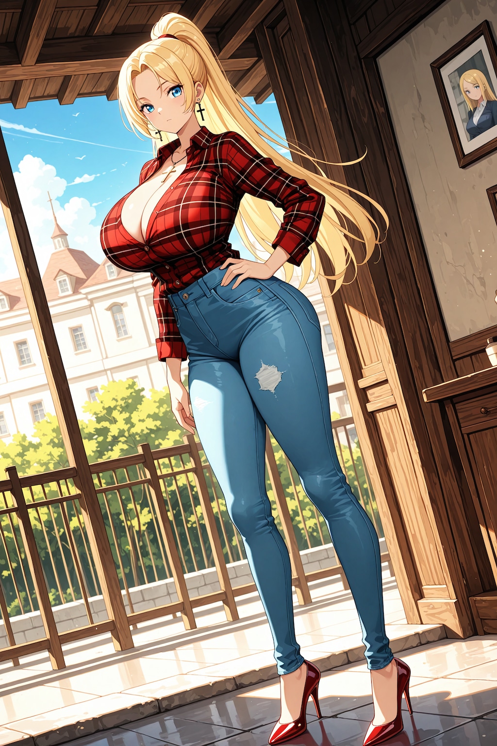 チェック柄シャツとアシュリーちゃん