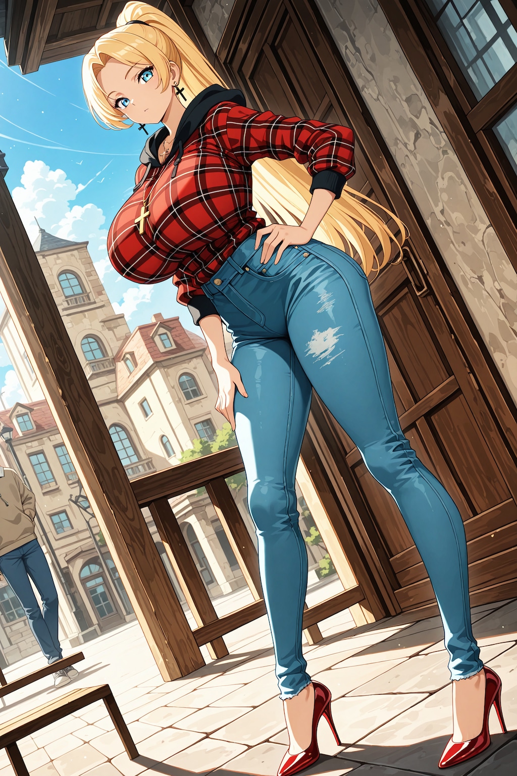 チェック柄シャツとアシュリーちゃん