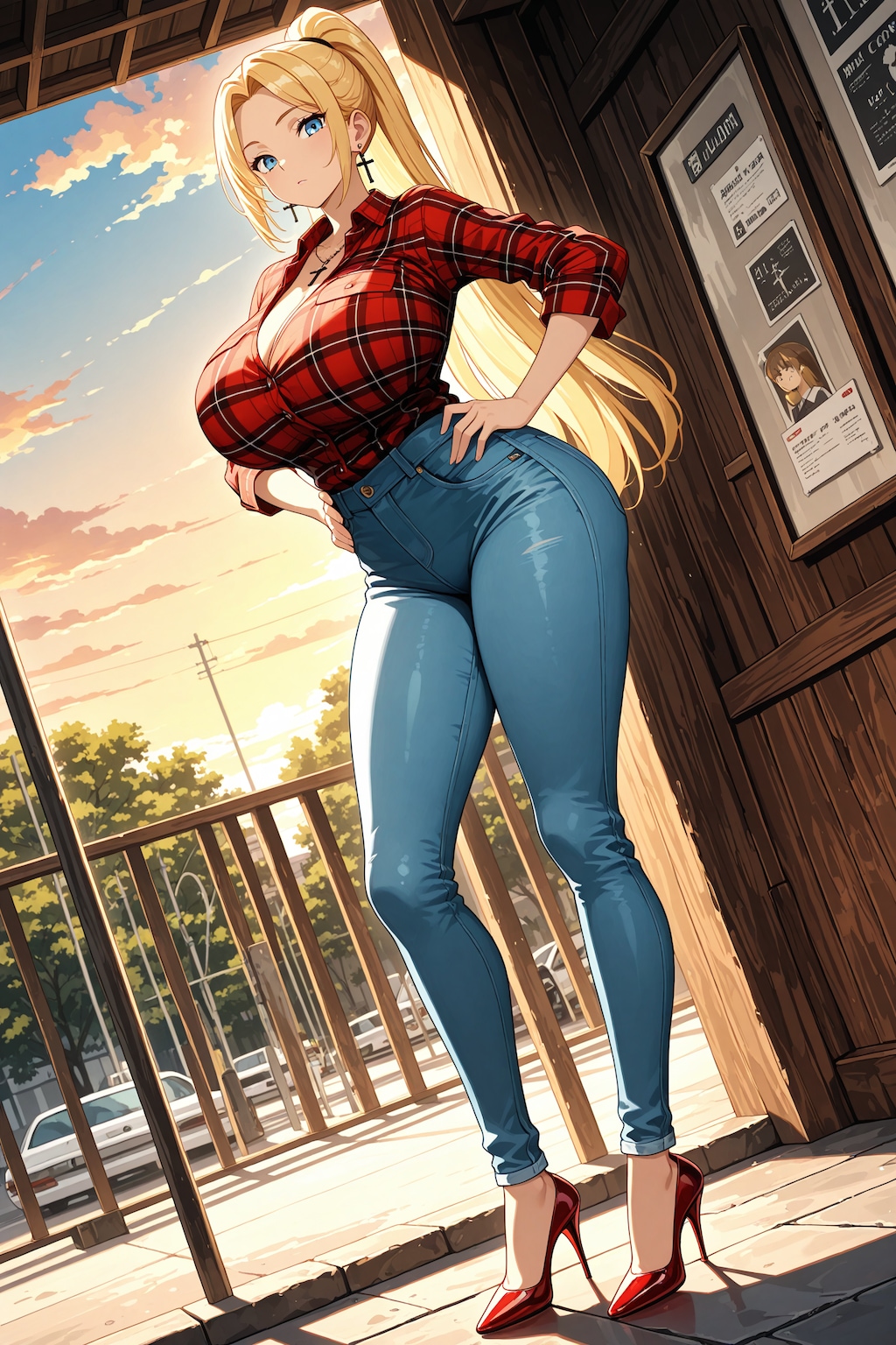 チェック柄シャツとアシュリーちゃん