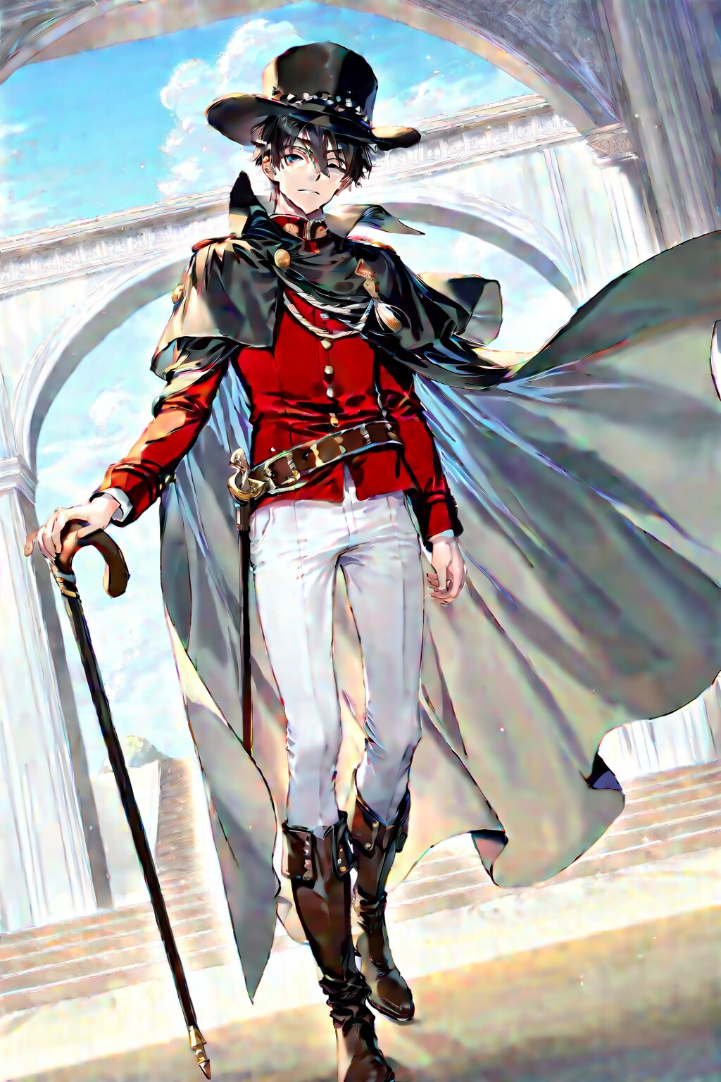 古代遺跡の前で、大柄な男性魔術師1-1