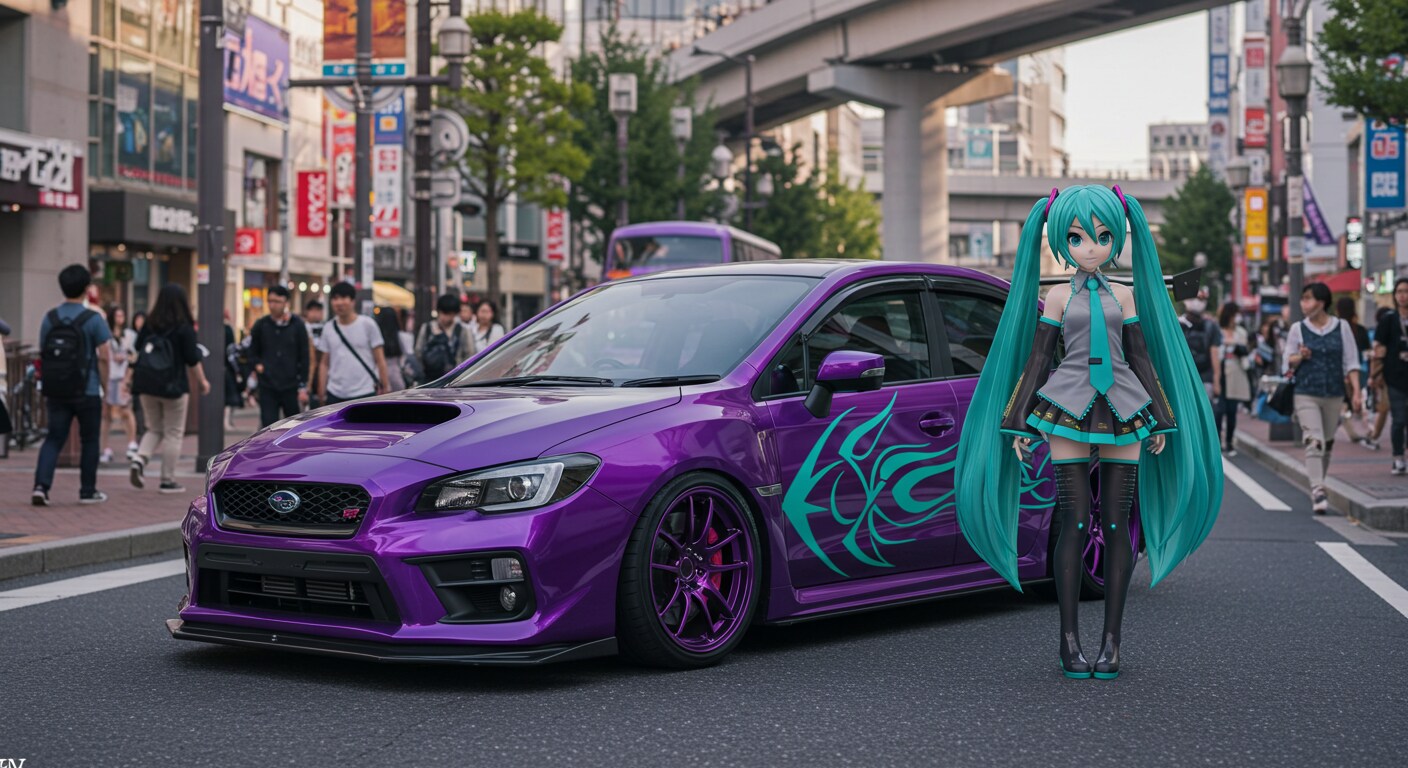 パープルカラーWRXと初音ミク | の人気AIイラスト・グラビア