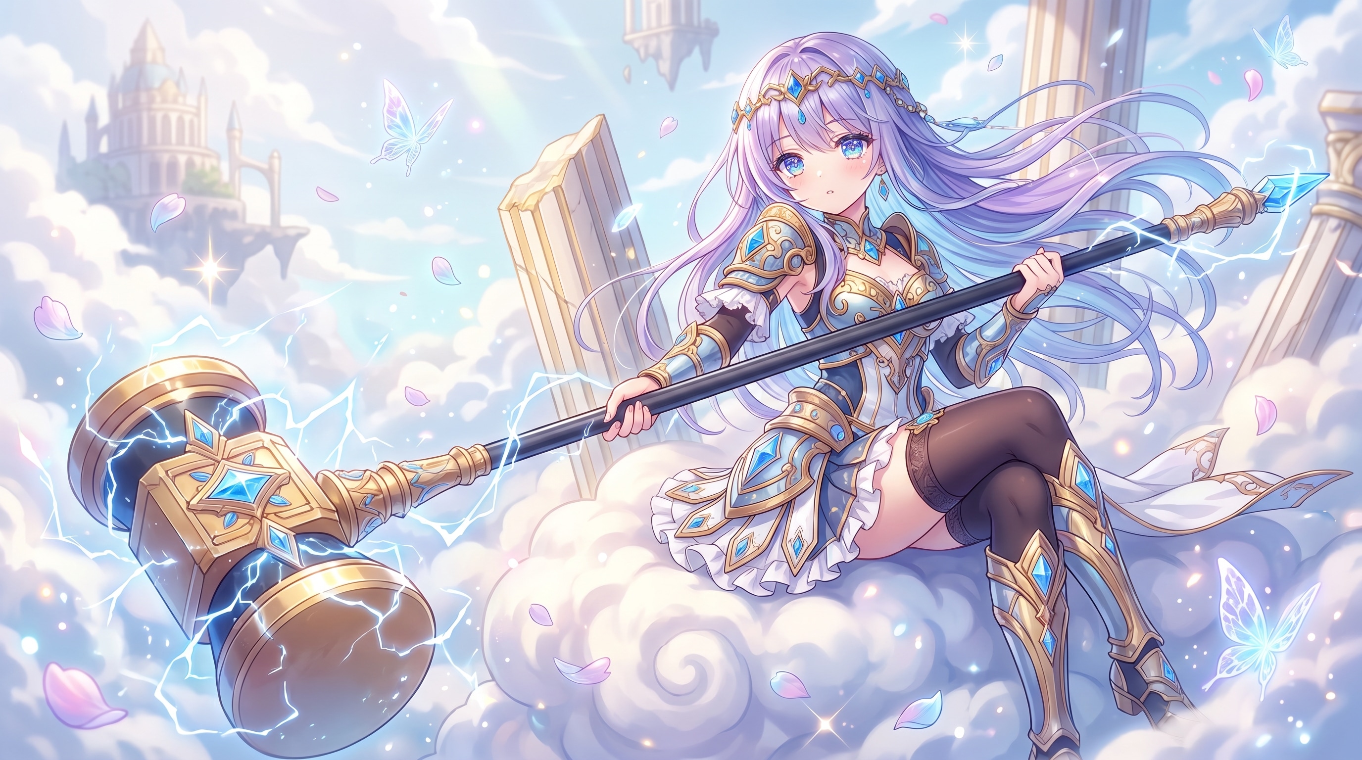 蒼雷纏う雲上女神 | の人気AIイラスト・グラビア
