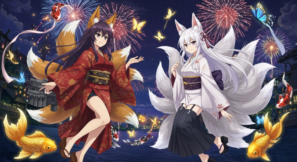 アズールレーンキャラと花火