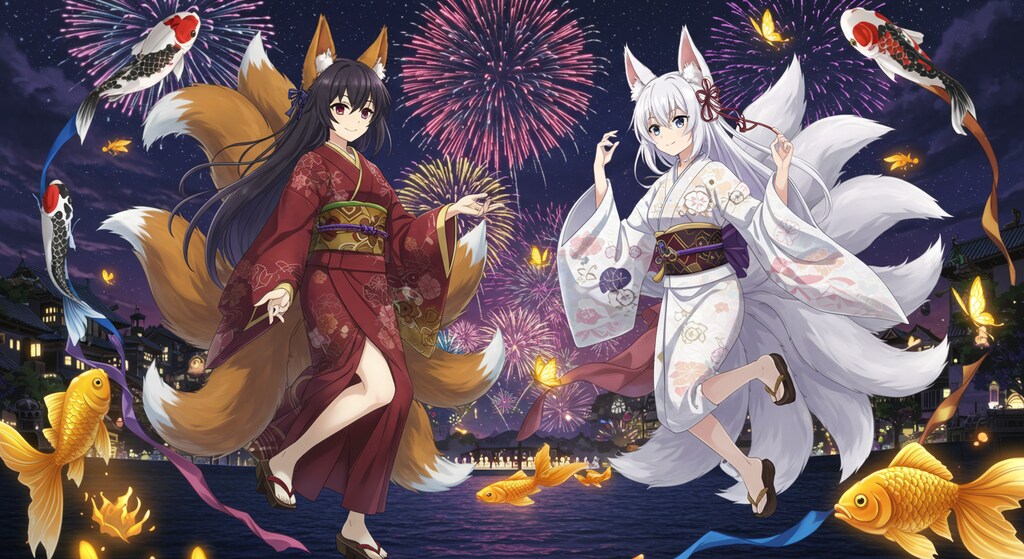 アズールレーンキャラと花火