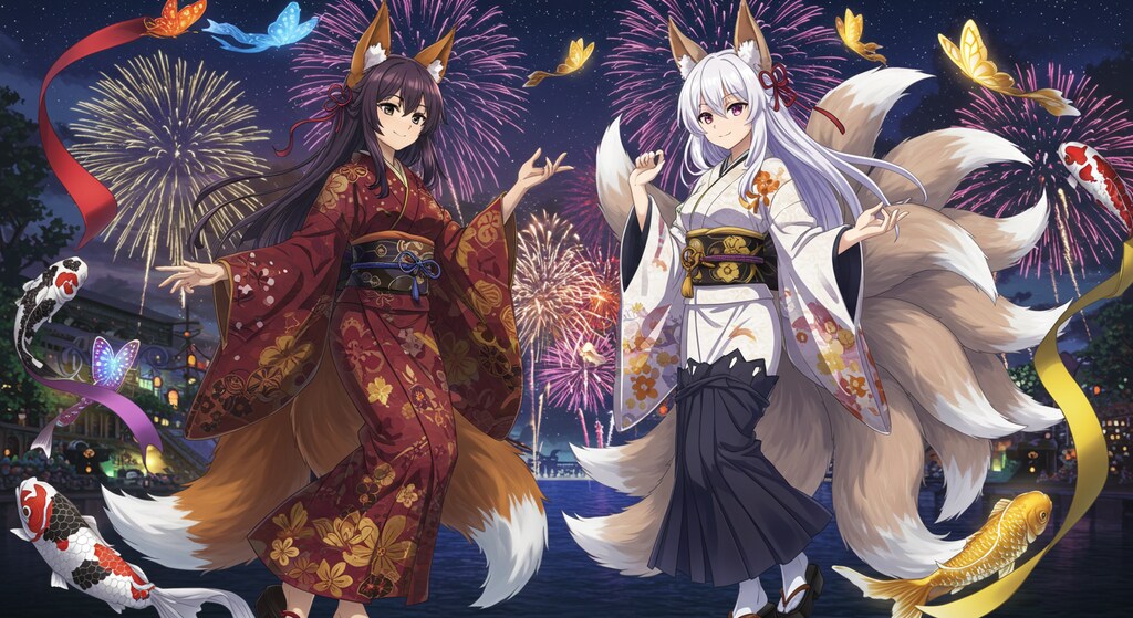 アズールレーンキャラと花火