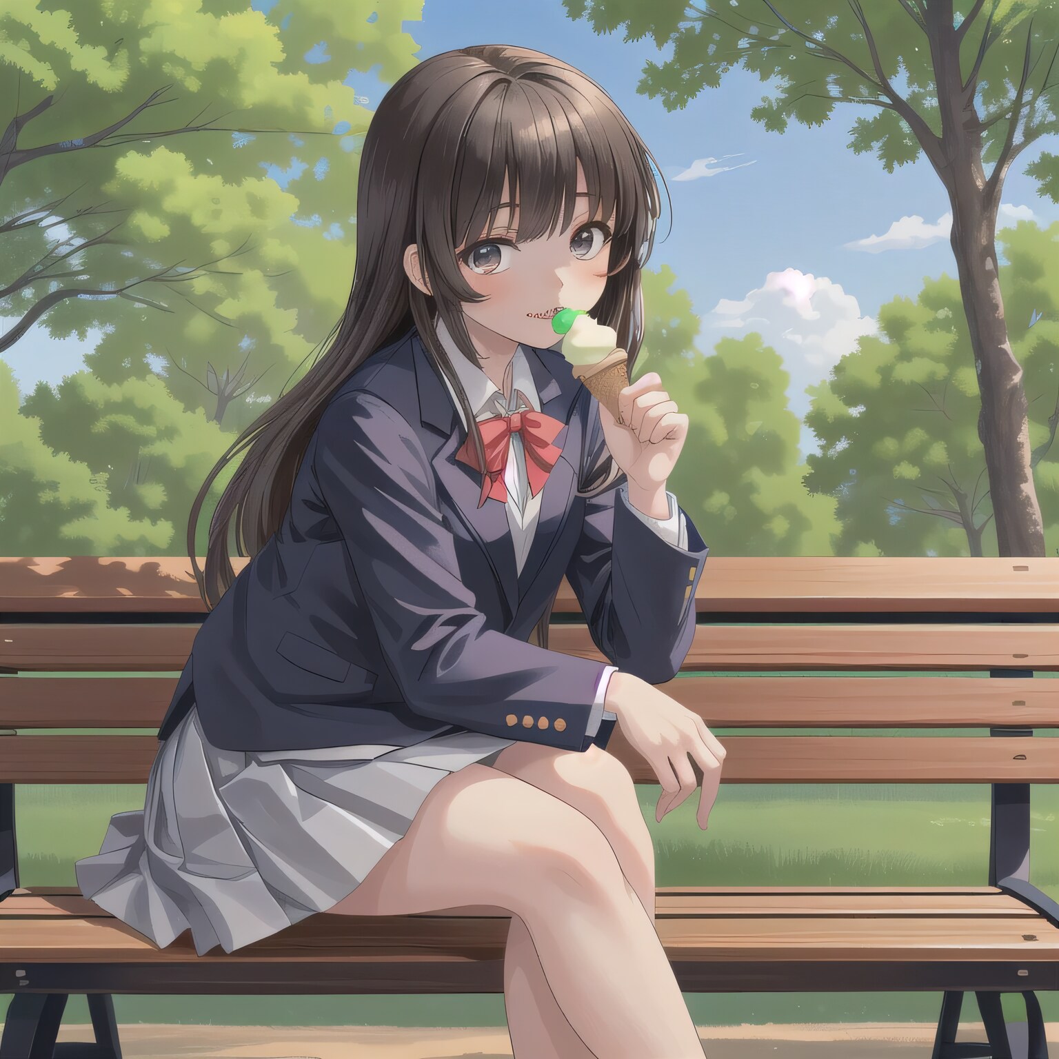 黒髪ロングでブレザーの少女３４ | の人気AIイラスト・グラビア