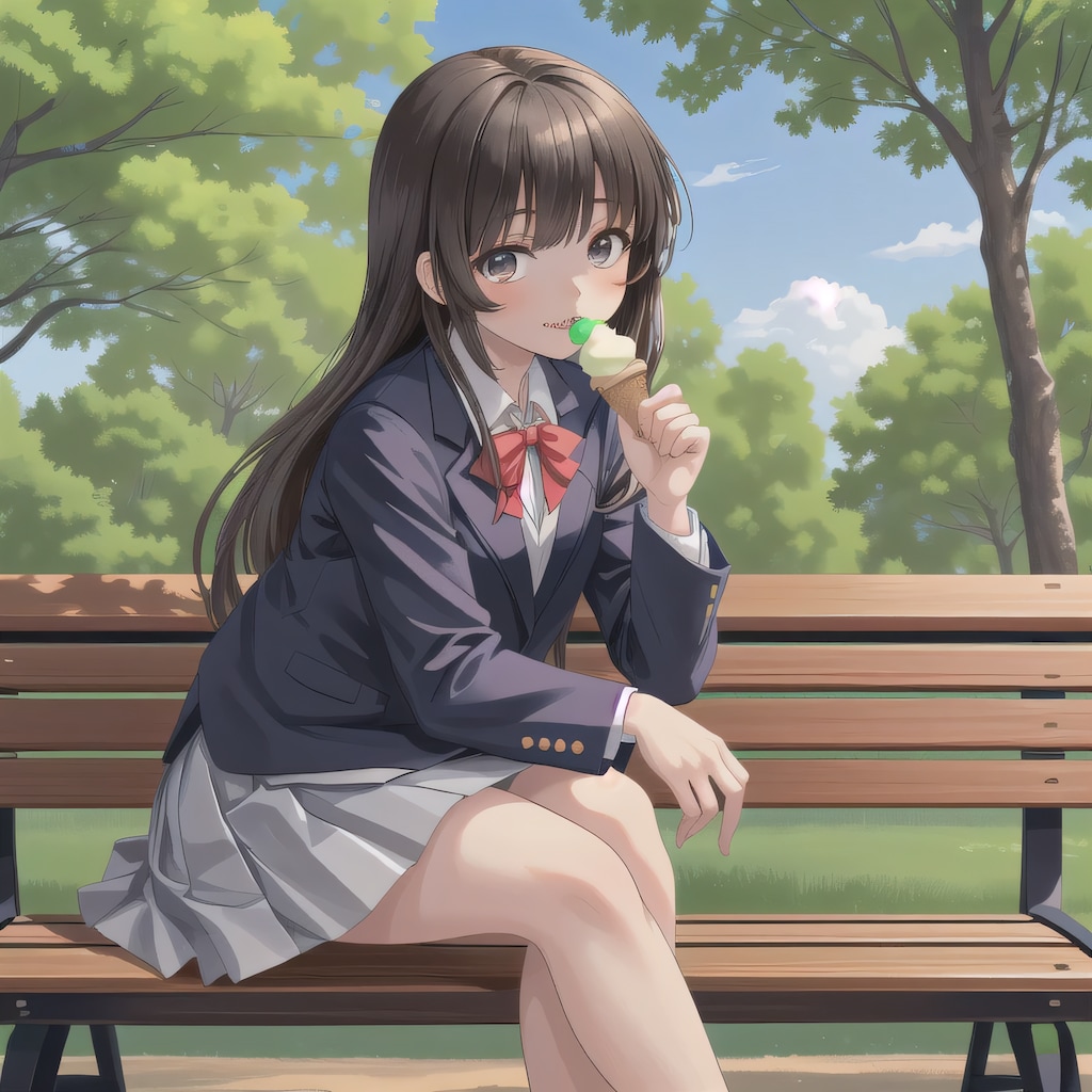 黒髪ロングでブレザーの少女３４