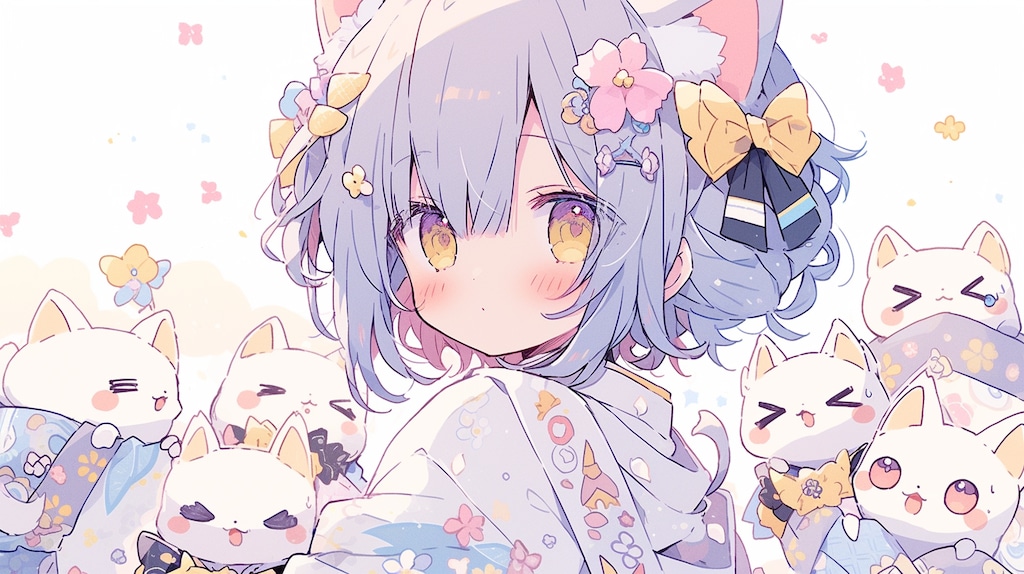 猫耳少女と花咲く仲間たちの祭り