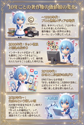 10年ごとの著作権の変化 | の人気AIイラスト・グラビア