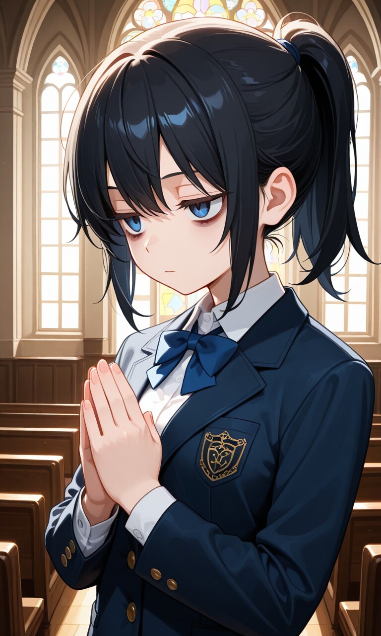 【うちの子】巨乳になりたすぎて遂に祈り方すら間違えるチハルちゃん | の人気AIイラスト・グラビア