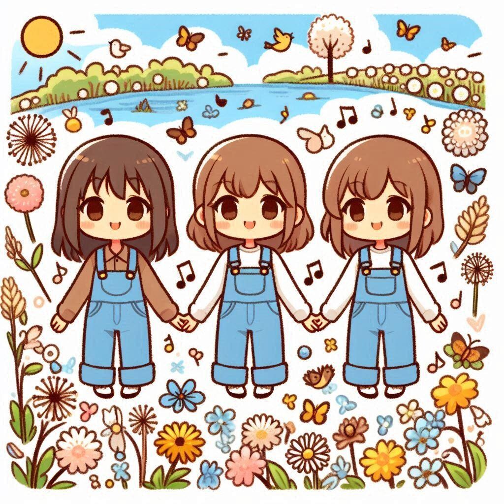 三つ子ちゃんとお花畑