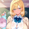 １日の終わりに脱ぎたてブラジャーを見せてくれる金髪JK 12枚目