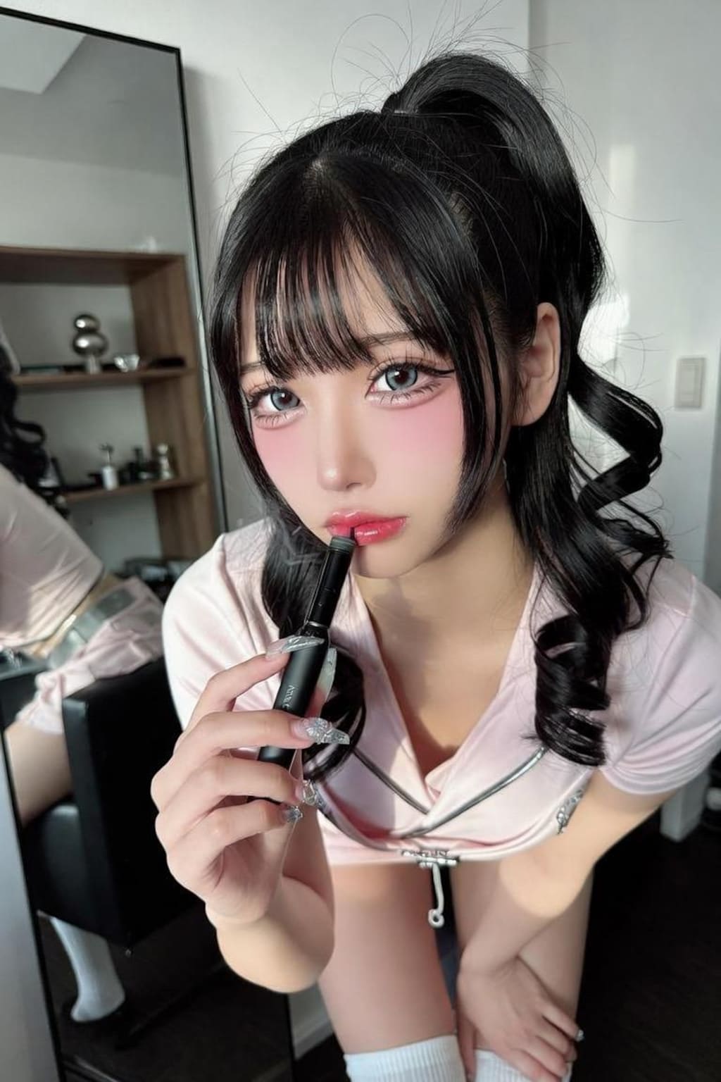 ポニテ喫煙ギャル