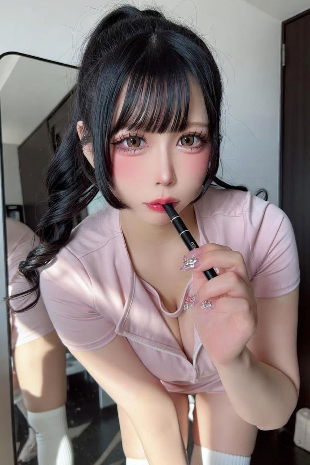 ポニテ喫煙ギャル