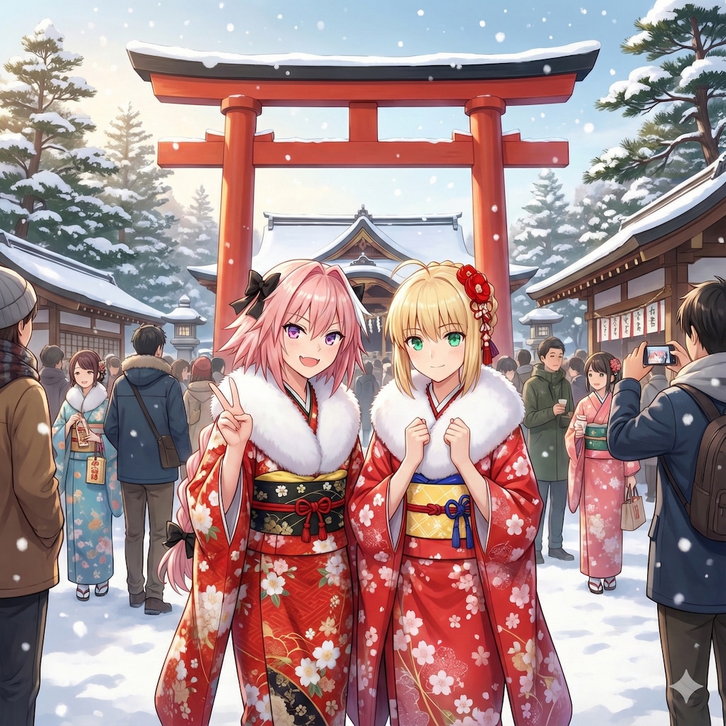 アストルフォとセイバーも初詣✨