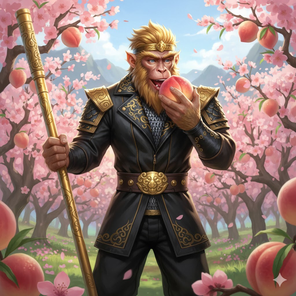 桃を食って不死身になる孫悟空