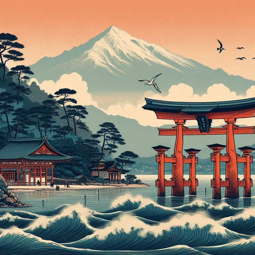 朱鳥居松風景