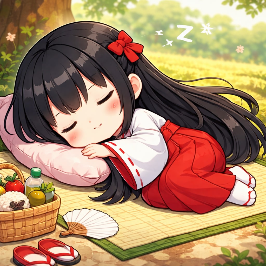 巫女さんお昼寝