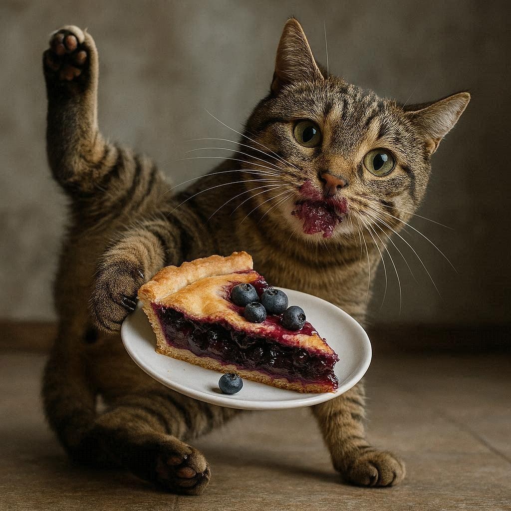 ブルーベリーパイを作る猫