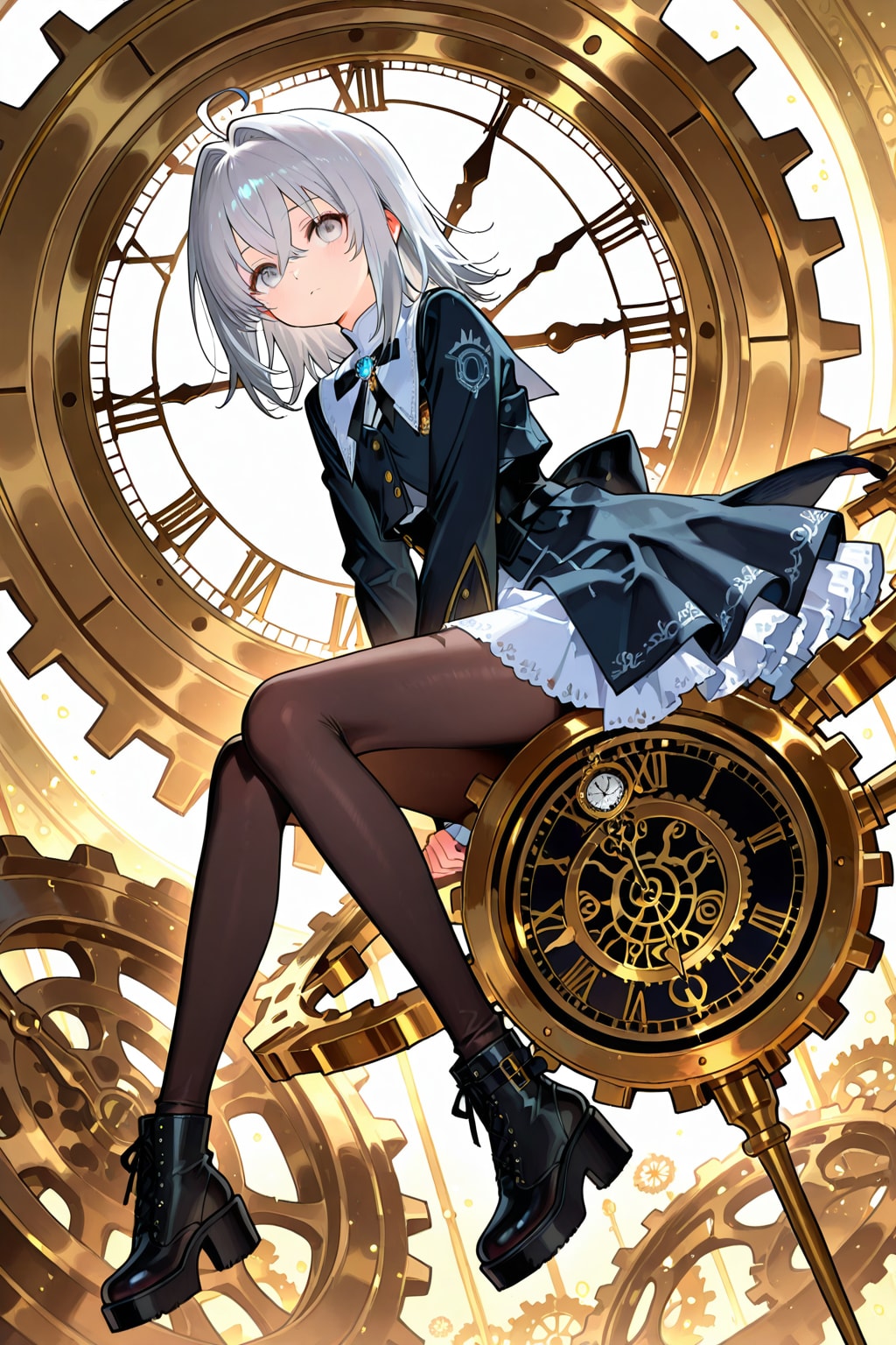 時間世界と銀髪ちゃん | の人気AIイラスト・グラビア