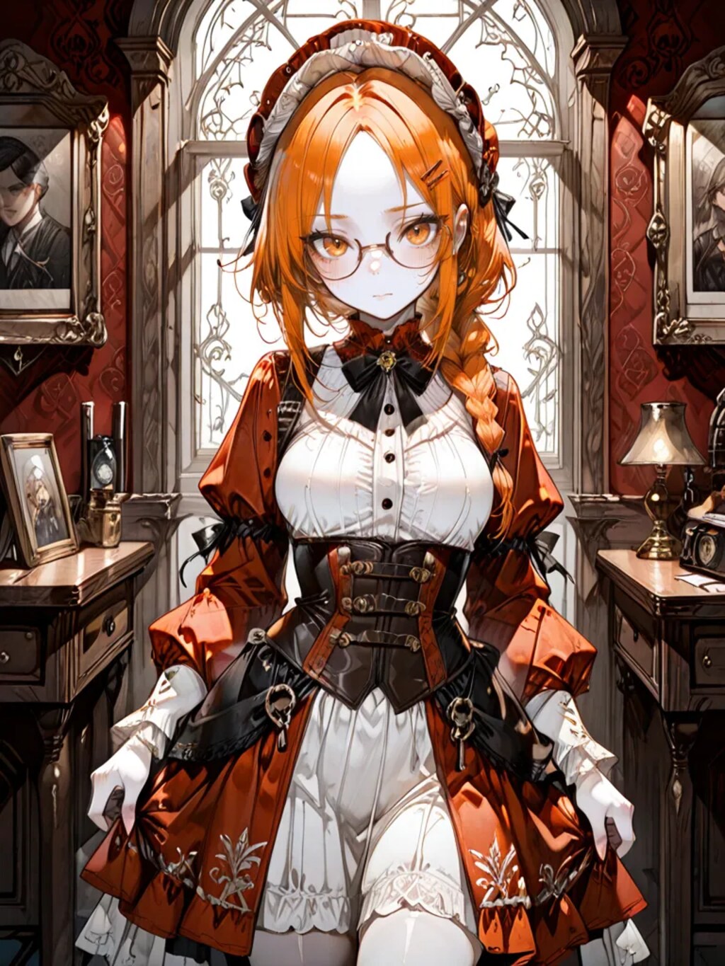 眼鏡＋三つ編み＋ゴシックドレス