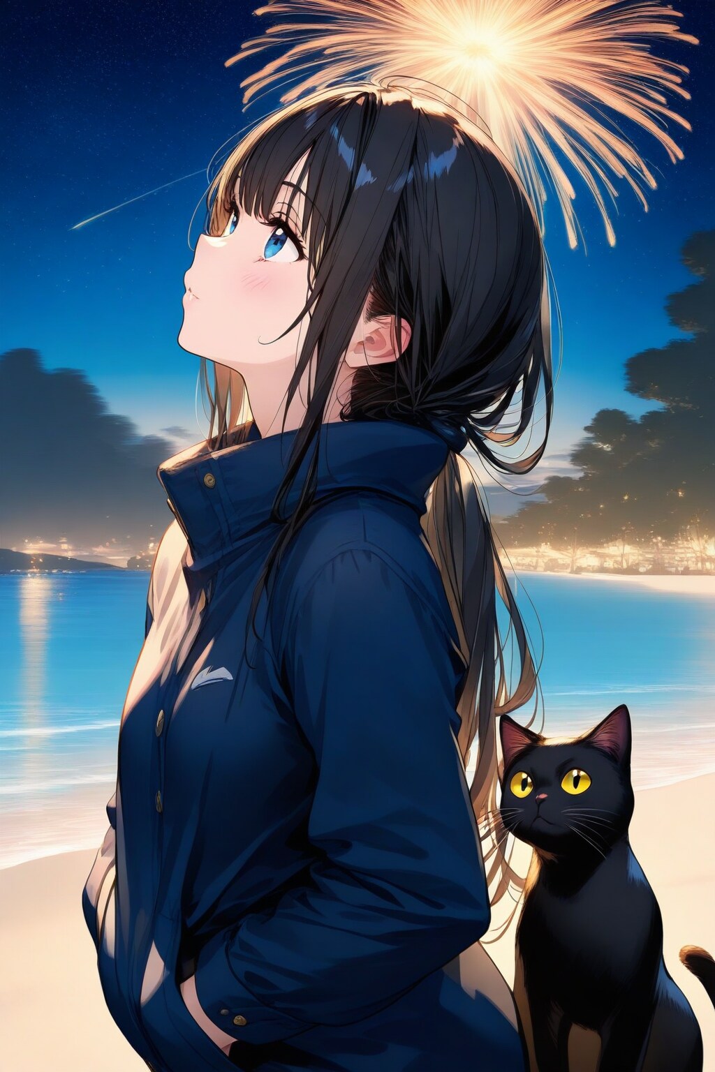 砂浜の魔女と猫