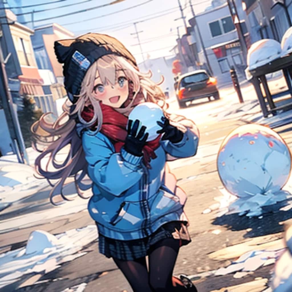 雪合戦をするTOPAZちゃん