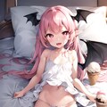 冷房が効いた部屋でだらだらとアイスを食べる悪魔っ娘 3枚目