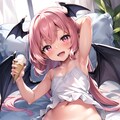 冷房が効いた部屋でだらだらとアイスを食べる悪魔っ娘 2枚目