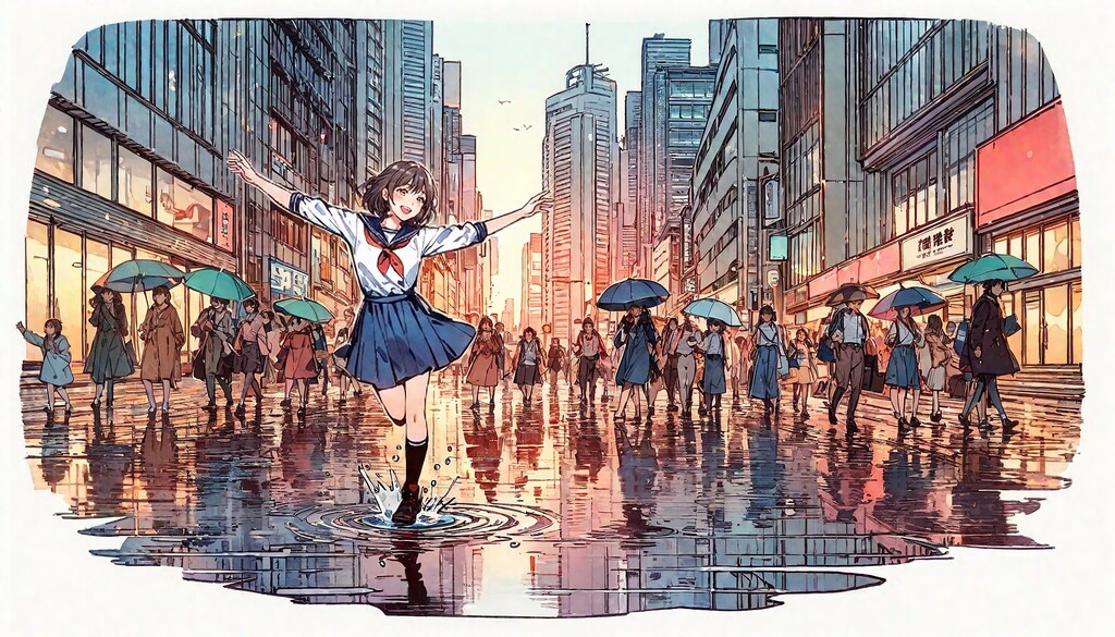 街と水たまり、少女264