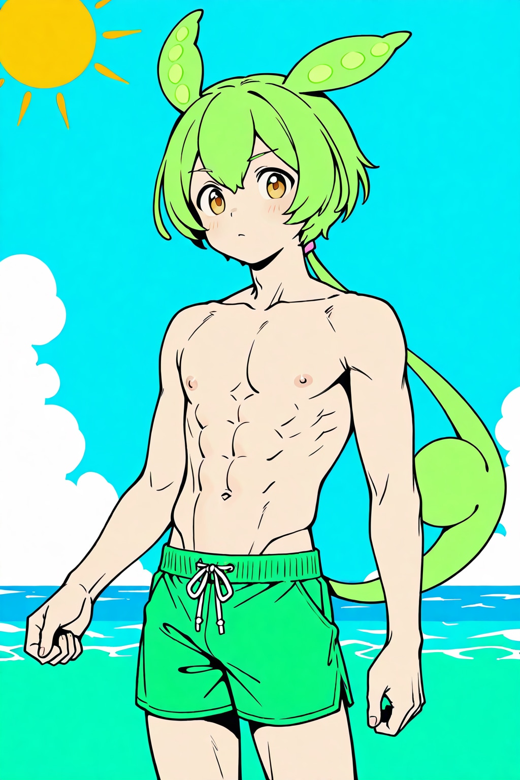 ずんだもんと海