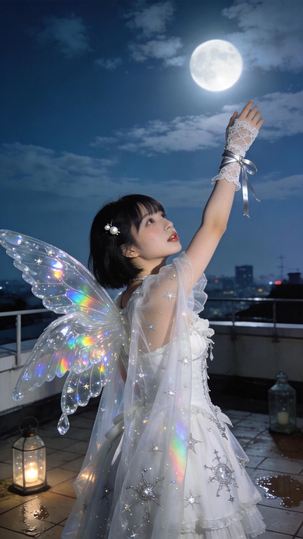 Moonlight Wings Above the City