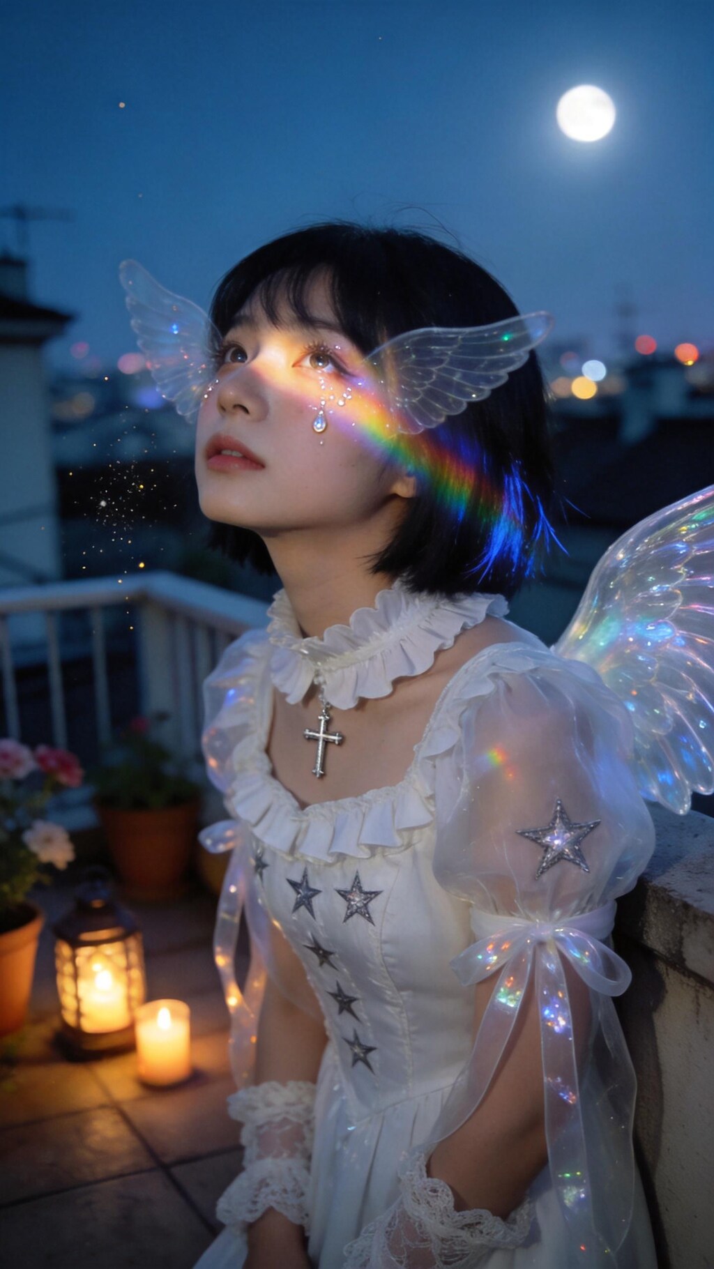 Moonlight Wings Above the City