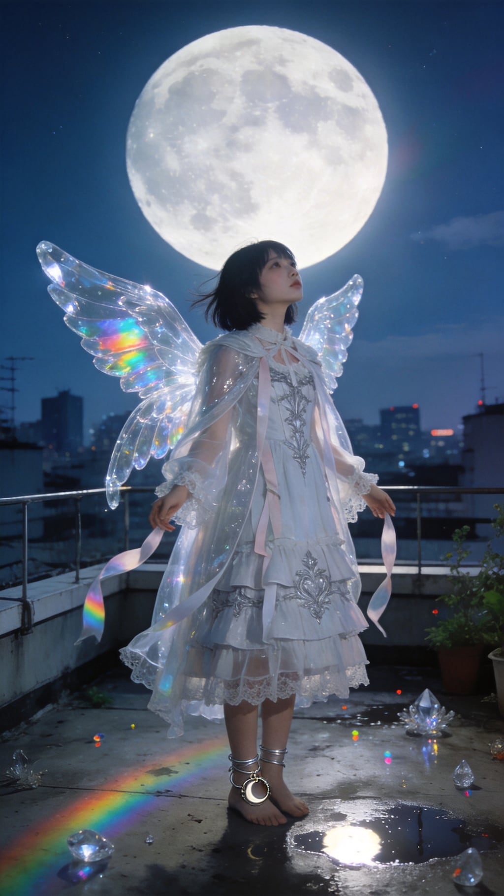 Moonlight Wings Above the City